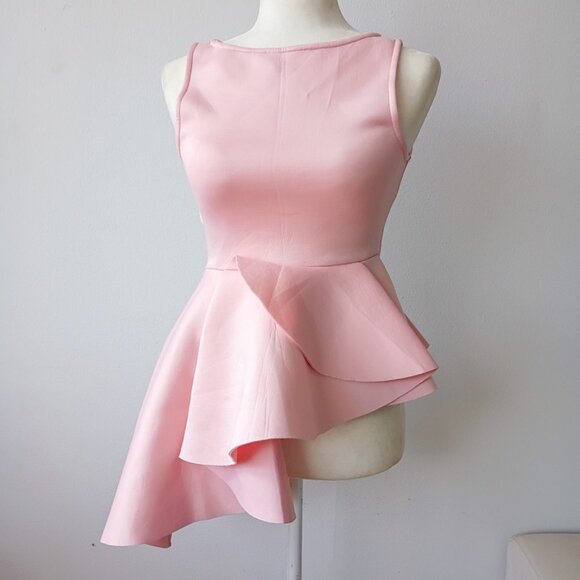 Asymmetrical Peplum Top Light Pink Sleeveless Blouse – Size Small - Picture 1 of 3